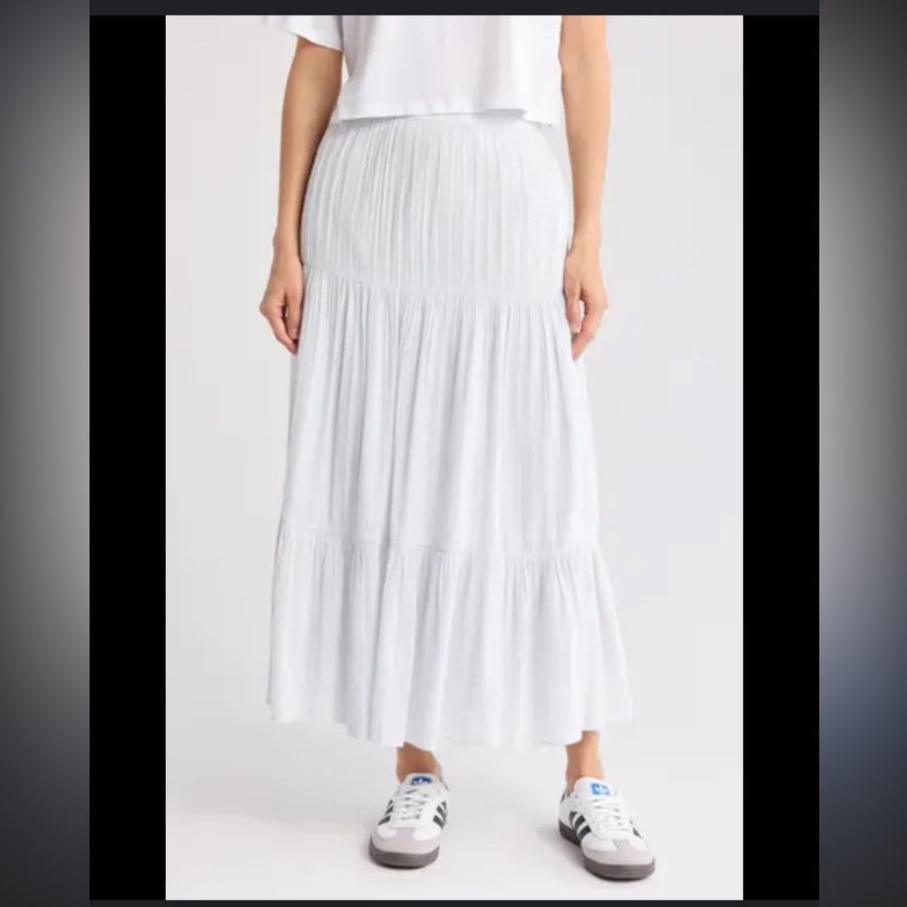 Abound Cream Tiered Midi Skirt NWOT